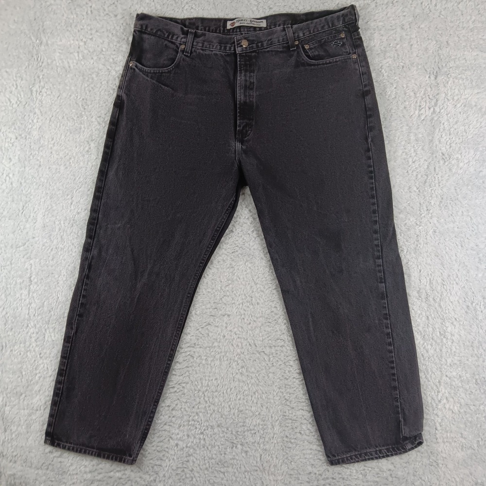 Harley Davidson Mens Faded Black Denim Jeans 42x28 Relaxed 99023-05VM‎ Mexico
